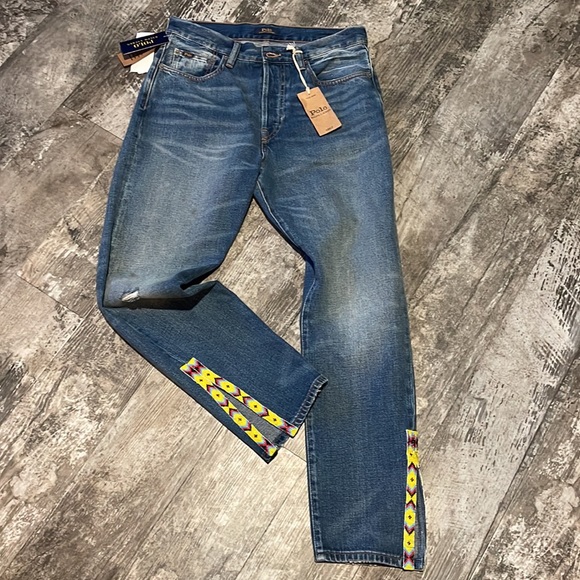Polo Ralph Lauren Denim - 🆕Polo Ralph Lauren The Callen High Rise Slim Button Fly Beaded Navajo Jean